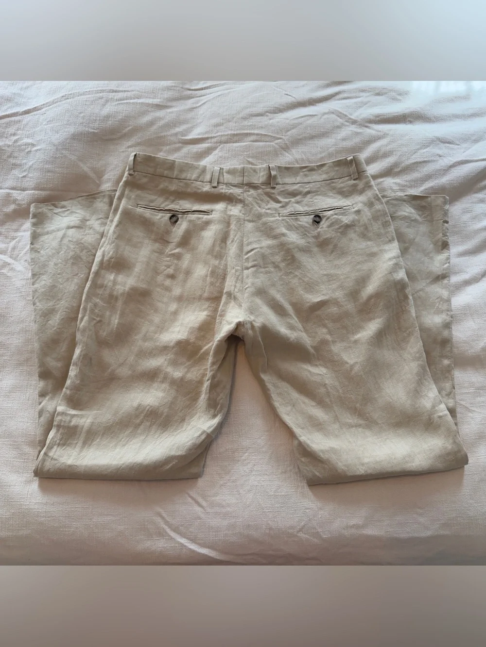 Sandro Paris Beige Linen Blend Tailored Pants 36x31